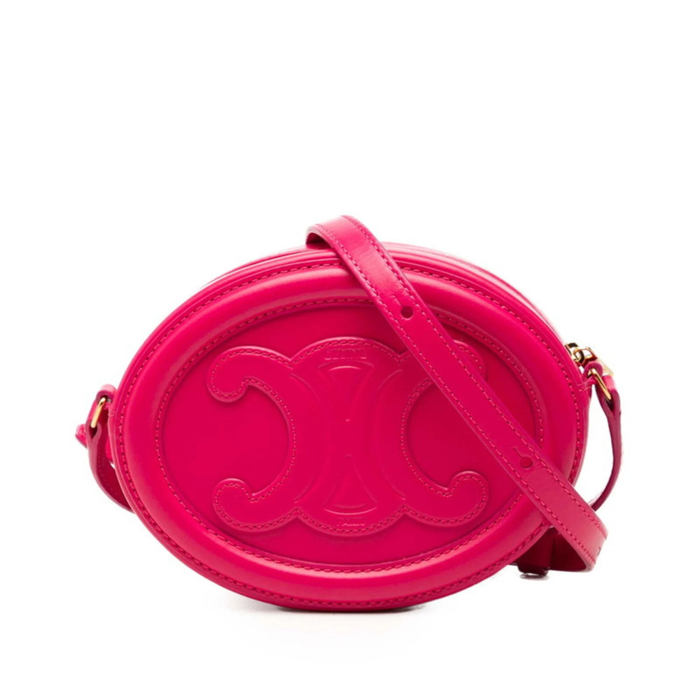 Celine Triomphe Oval Purse Shoulder Bag, Pink Leather, Women's CELINE